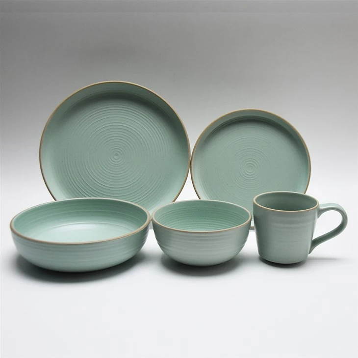 Colorful Embossed Stoneware Dinnerware Set