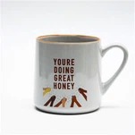 Taza de café de cerámica de impresión al por mayor de 520cc con borde marrón
