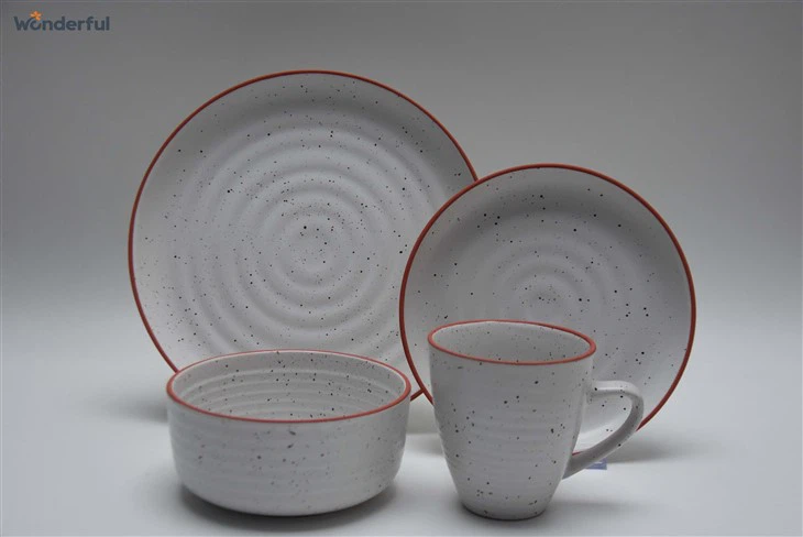 White Dish Set Stoneware Dinnerware Dishes